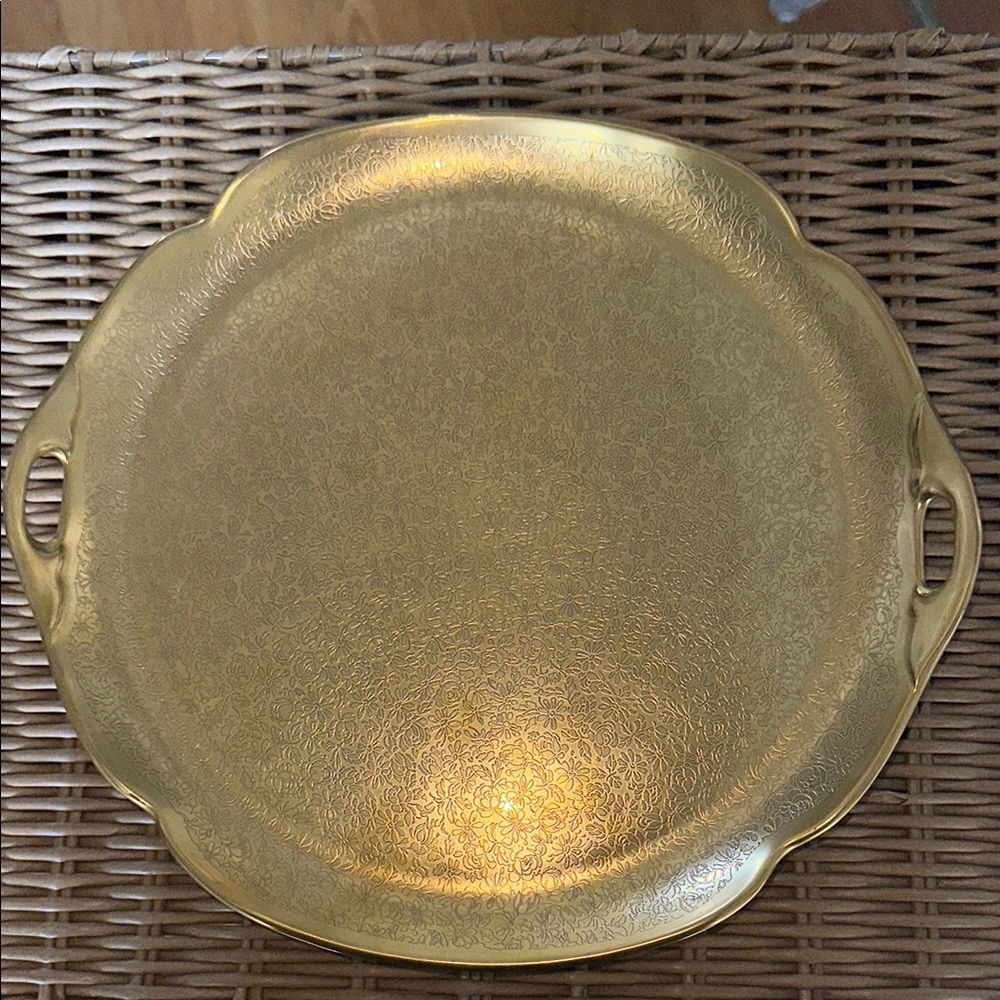 Elegant Pickard 24k Gold gilding Serving Tray Rose and Daisy